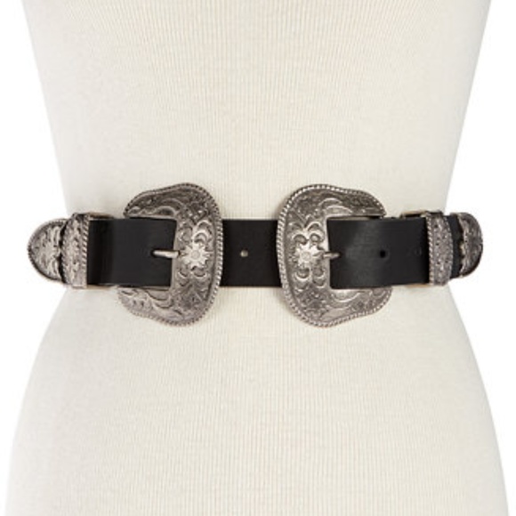 Steve Madden Accessories - Steve Madden Black Double-Buckle Western Belt